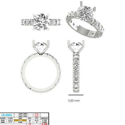 Round Lab Grown Diamond Pave Engagement Ring