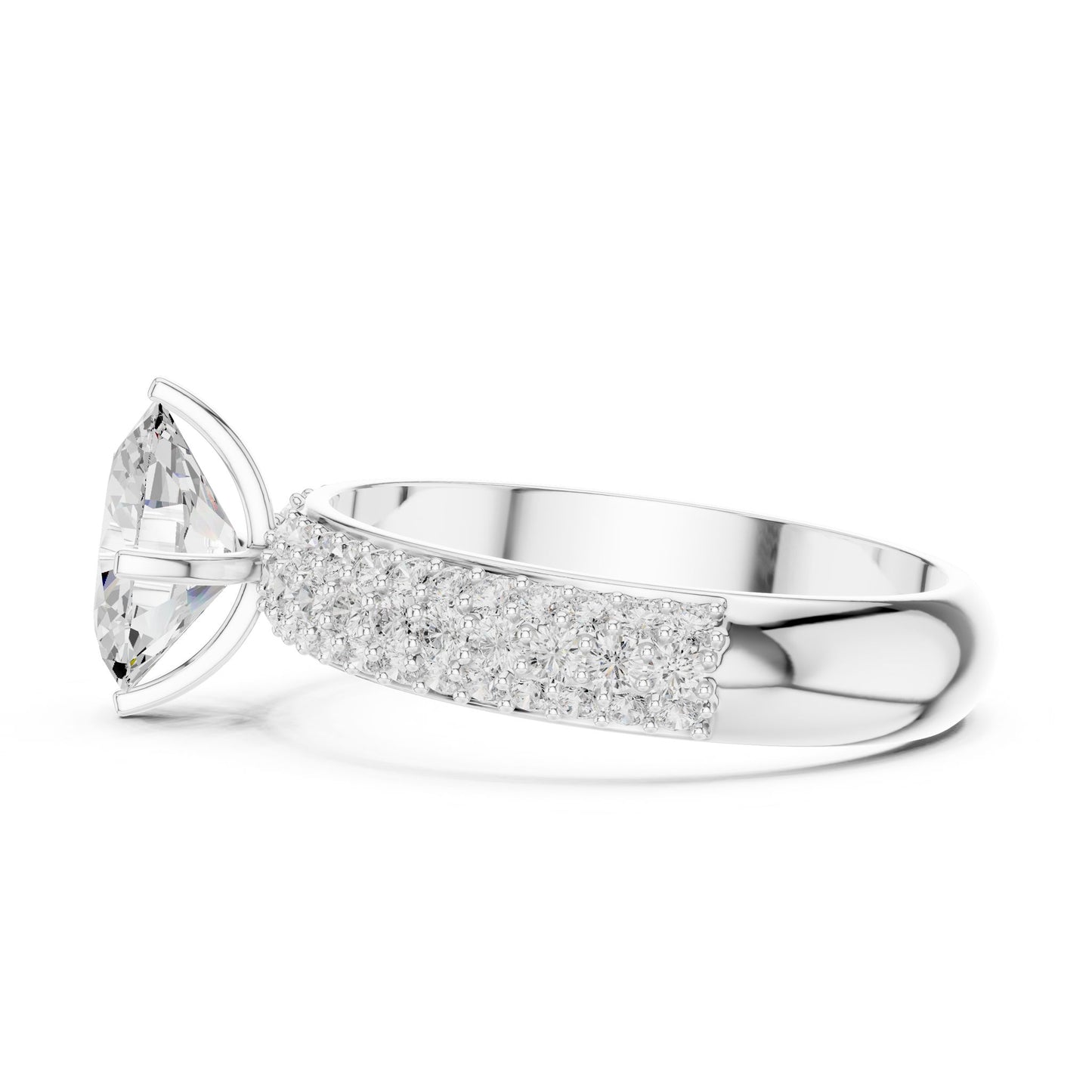 Round Lab Grown Diamond Pave Engagement Ring