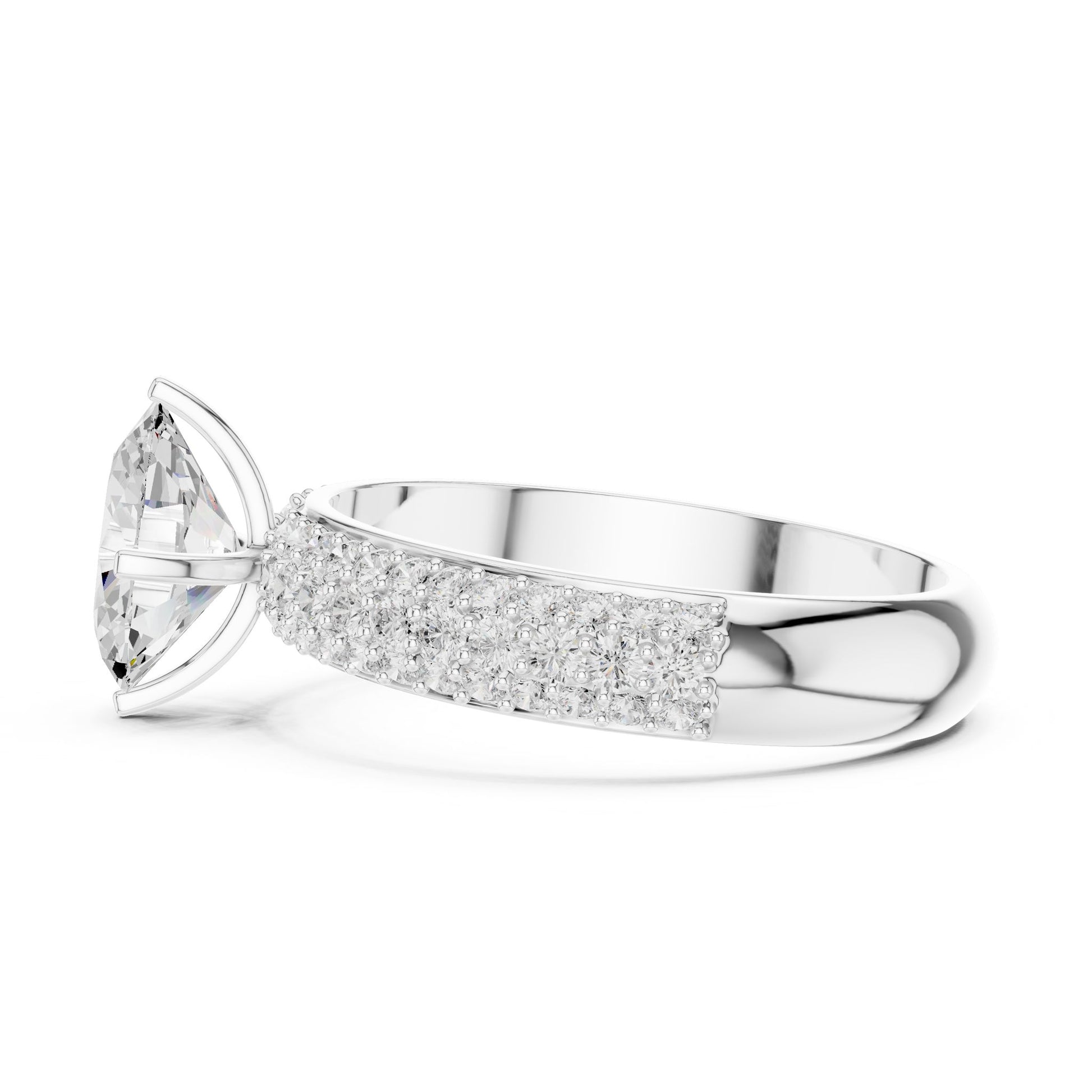Round Lab Grown Diamond Pave Engagement Ring