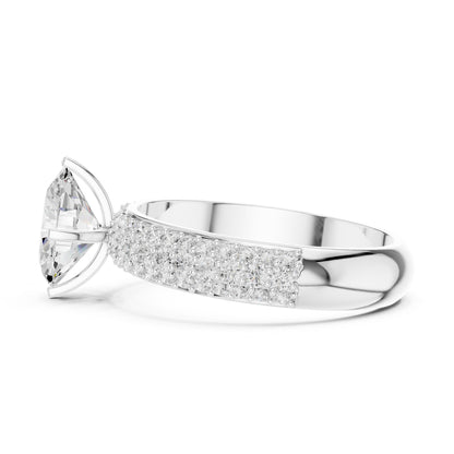 Round Lab Grown Diamond Pave Engagement Ring
