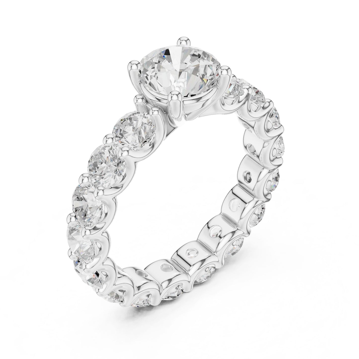 Round Lab Grown Diamond Pave Engagement Ring