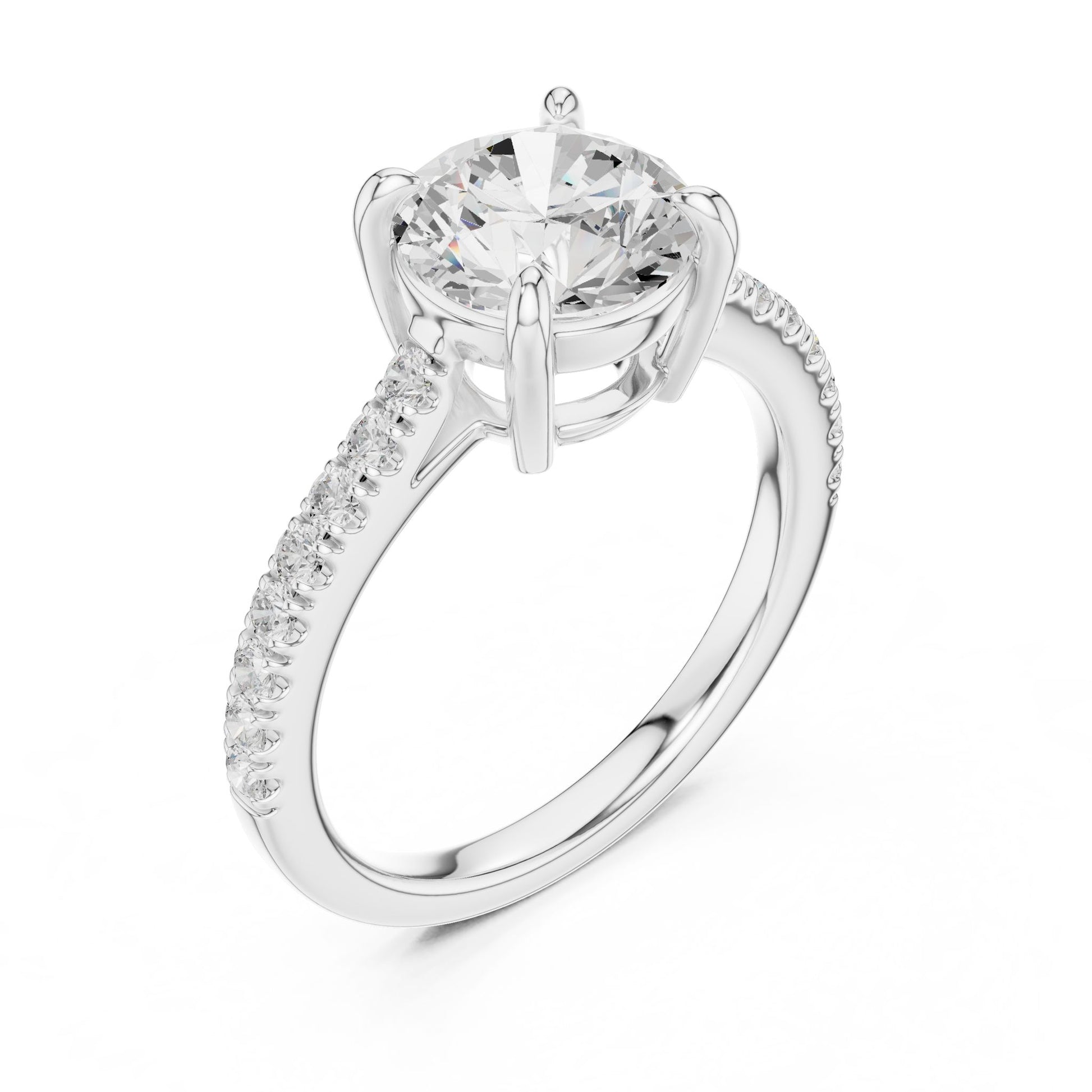 Round Lab Grown Diamond Pave Engagement Ring