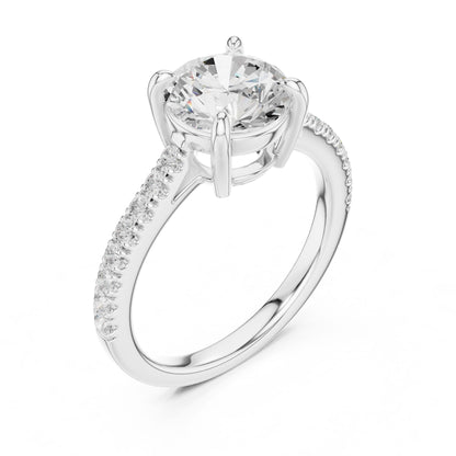 Round Lab Grown Diamond Pave Engagement Ring