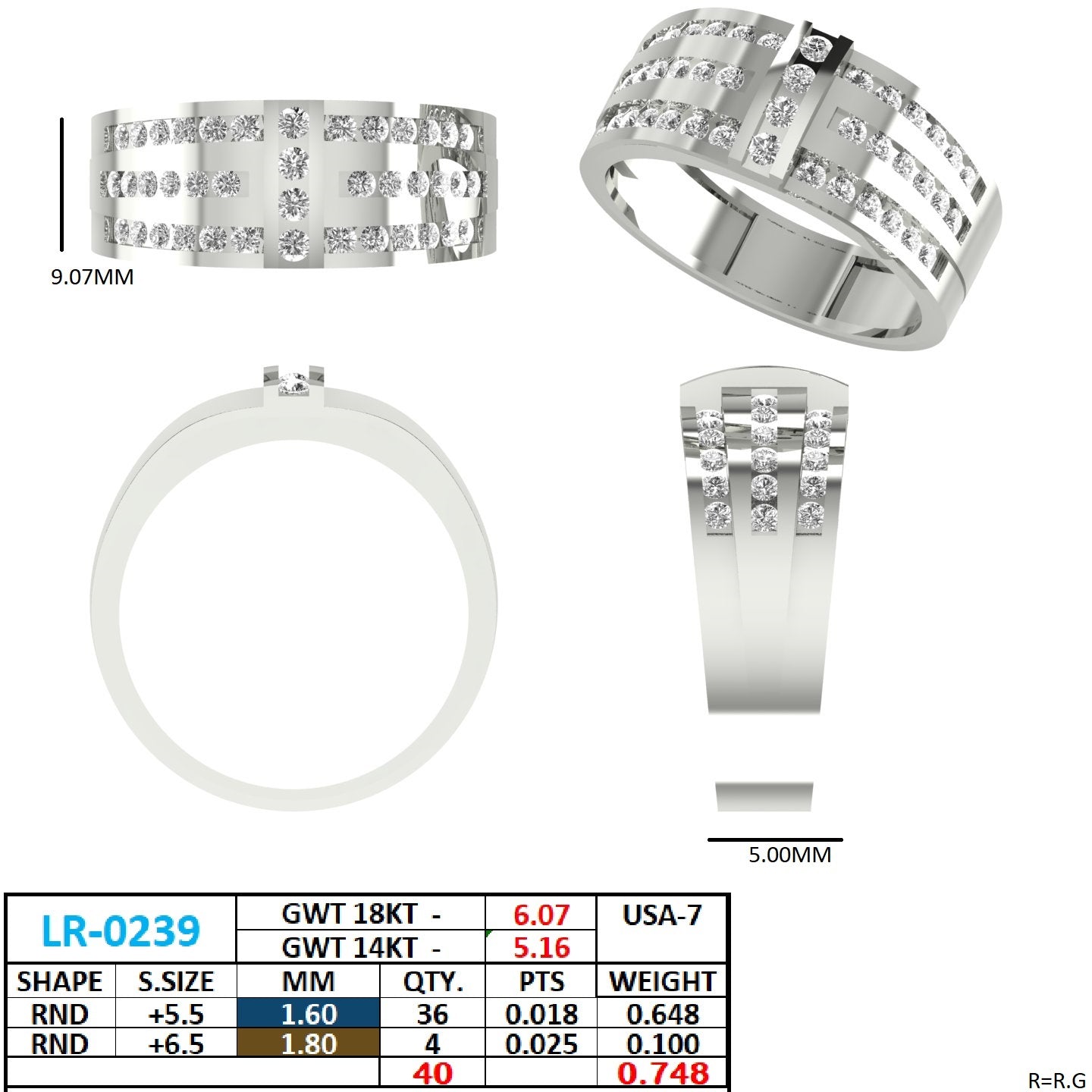 Men's Round Lab Grown Diamond Pave Ring