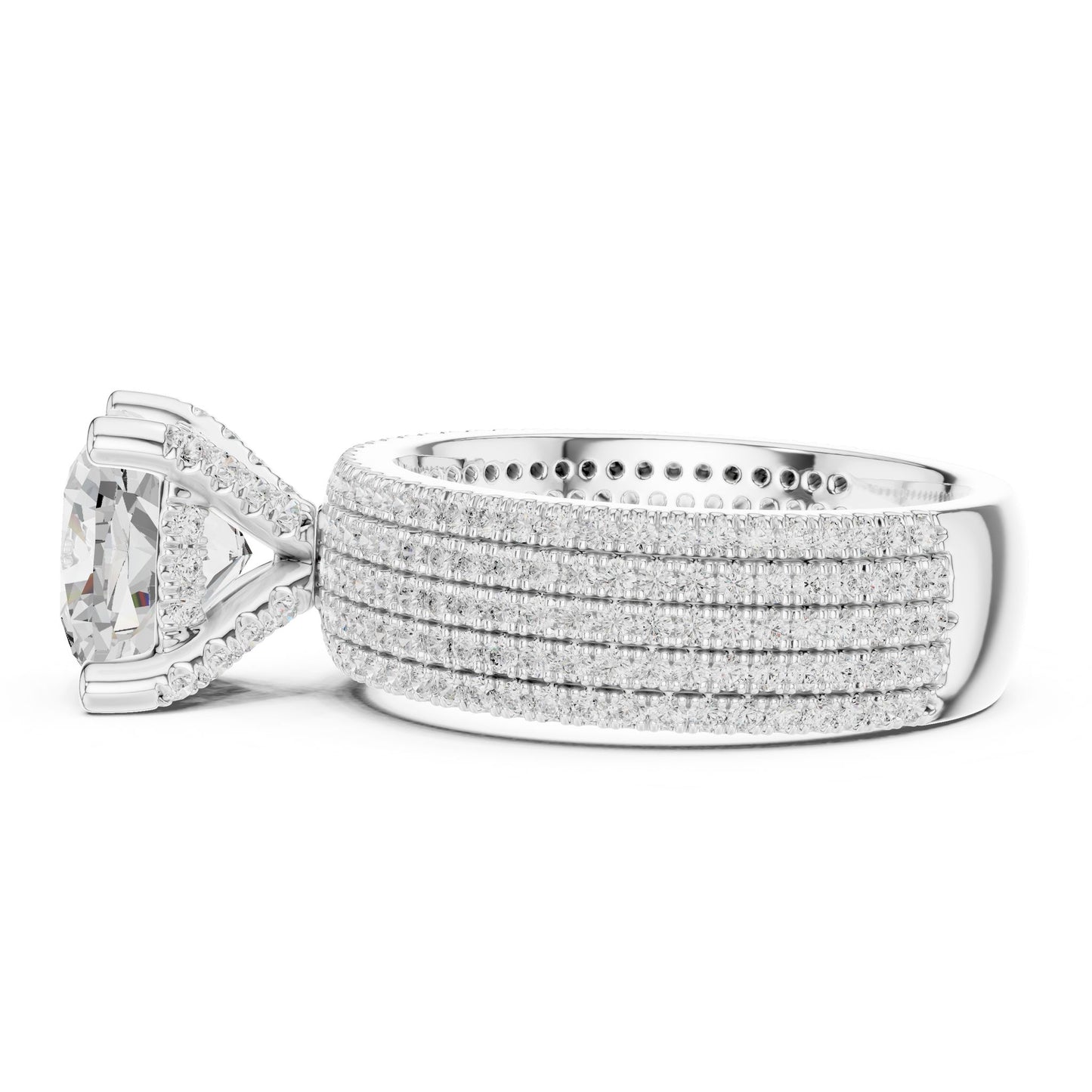 Round Lab Grown Diamond Pave Engagement Ring