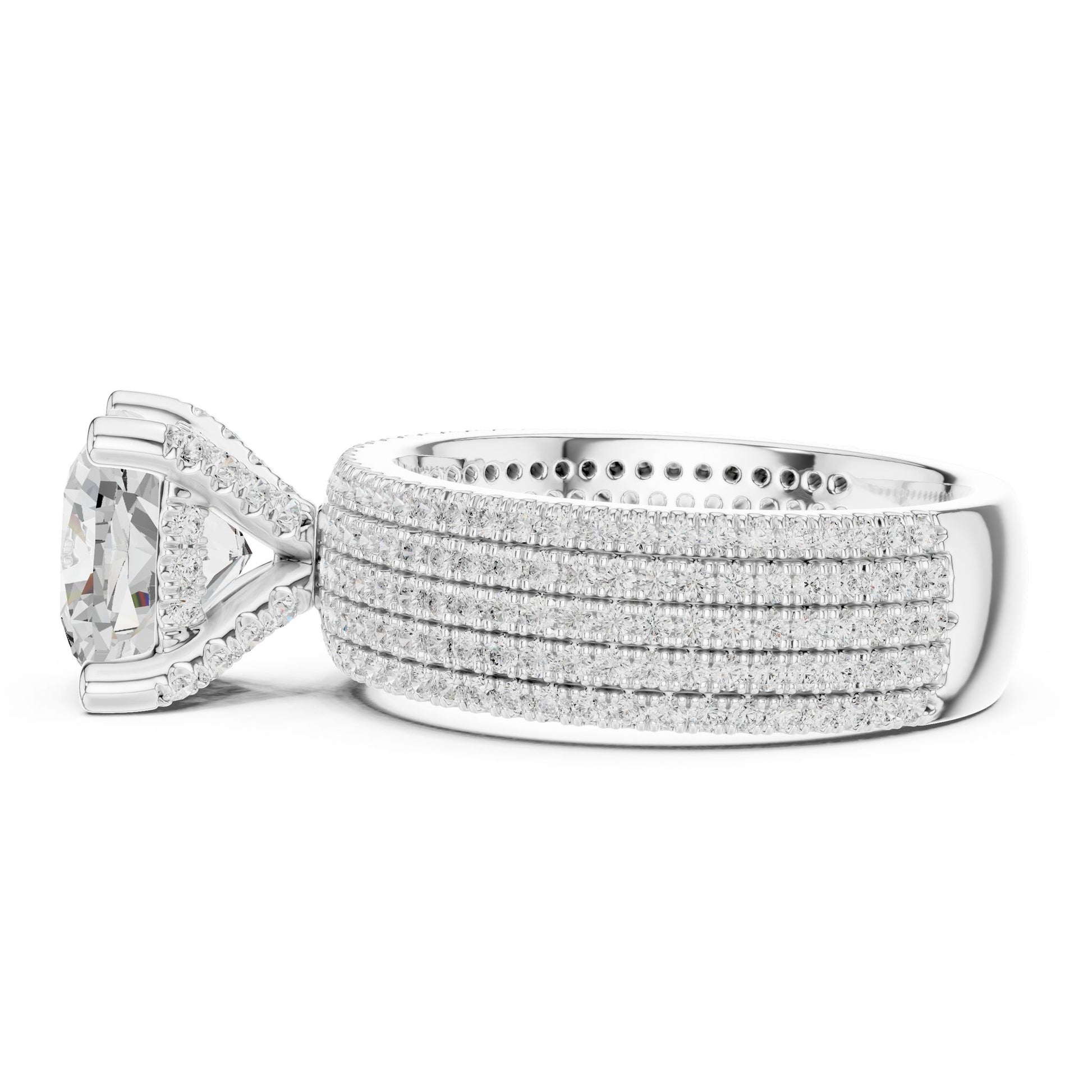 Round Lab Grown Diamond Pave Engagement Ring