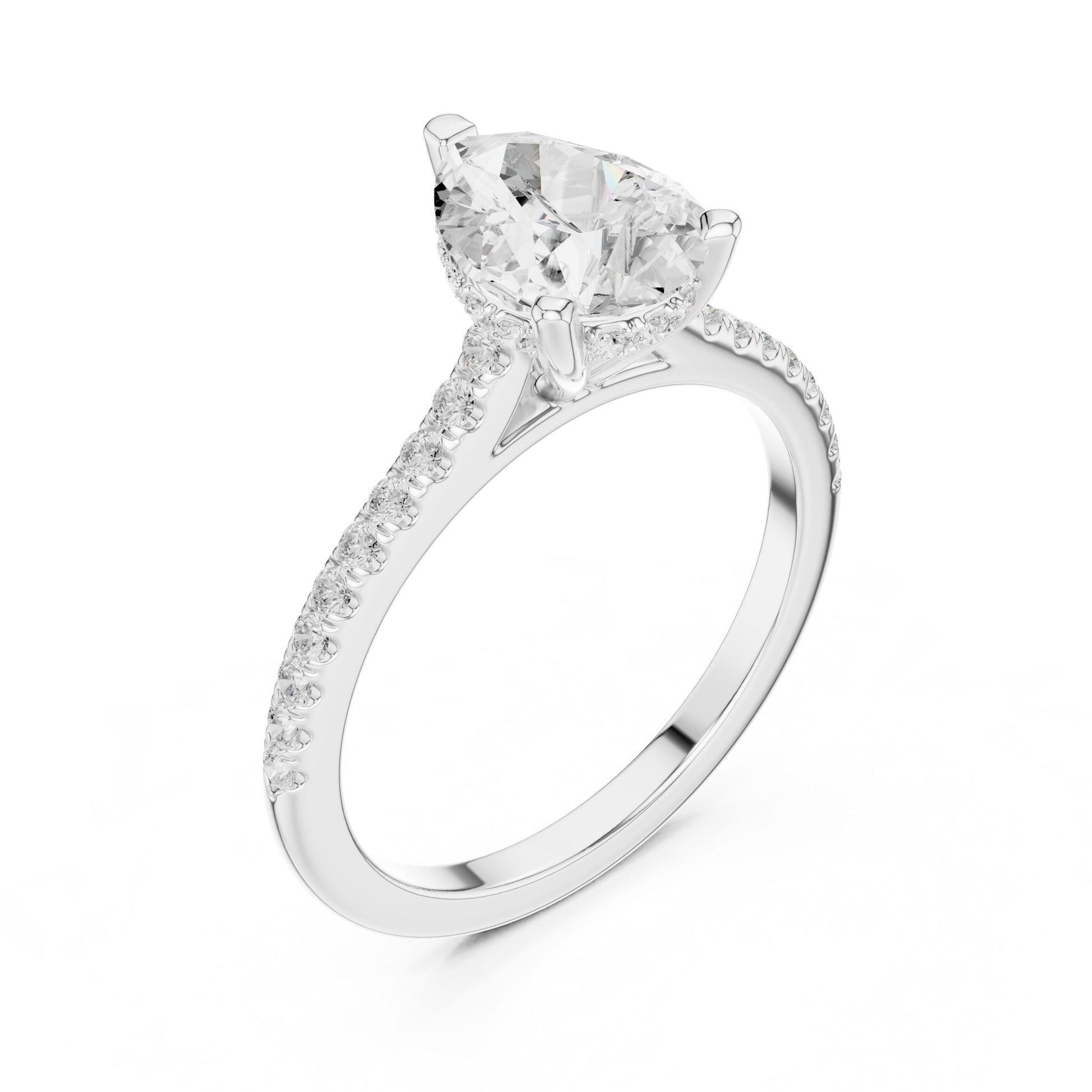 Round Lab Grown Diamond Pave Engagement Ring