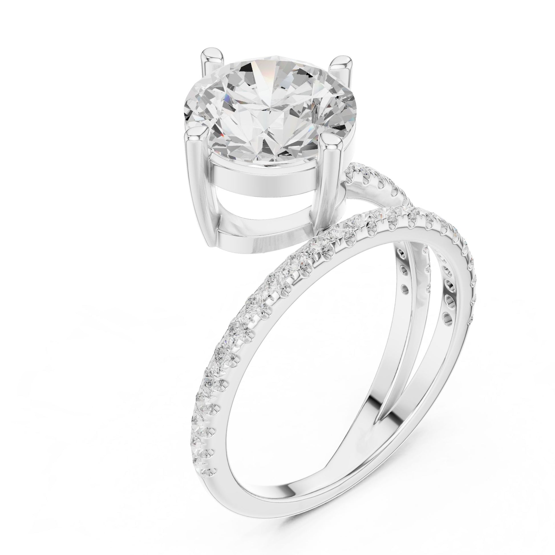 Round Lab Grown Diamond Pave Engagement Ring