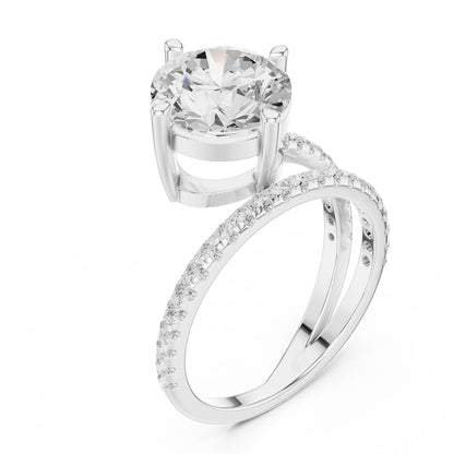 Round Lab Grown Diamond Pave Engagement Ring