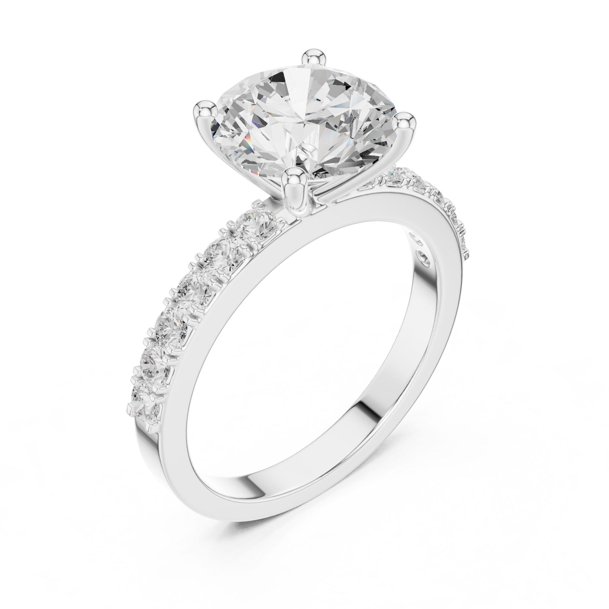 Round Lab Grown Diamond Pave Engagement Ring