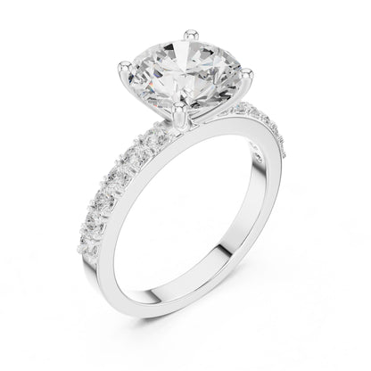 Round Lab Grown Diamond Pave Engagement Ring