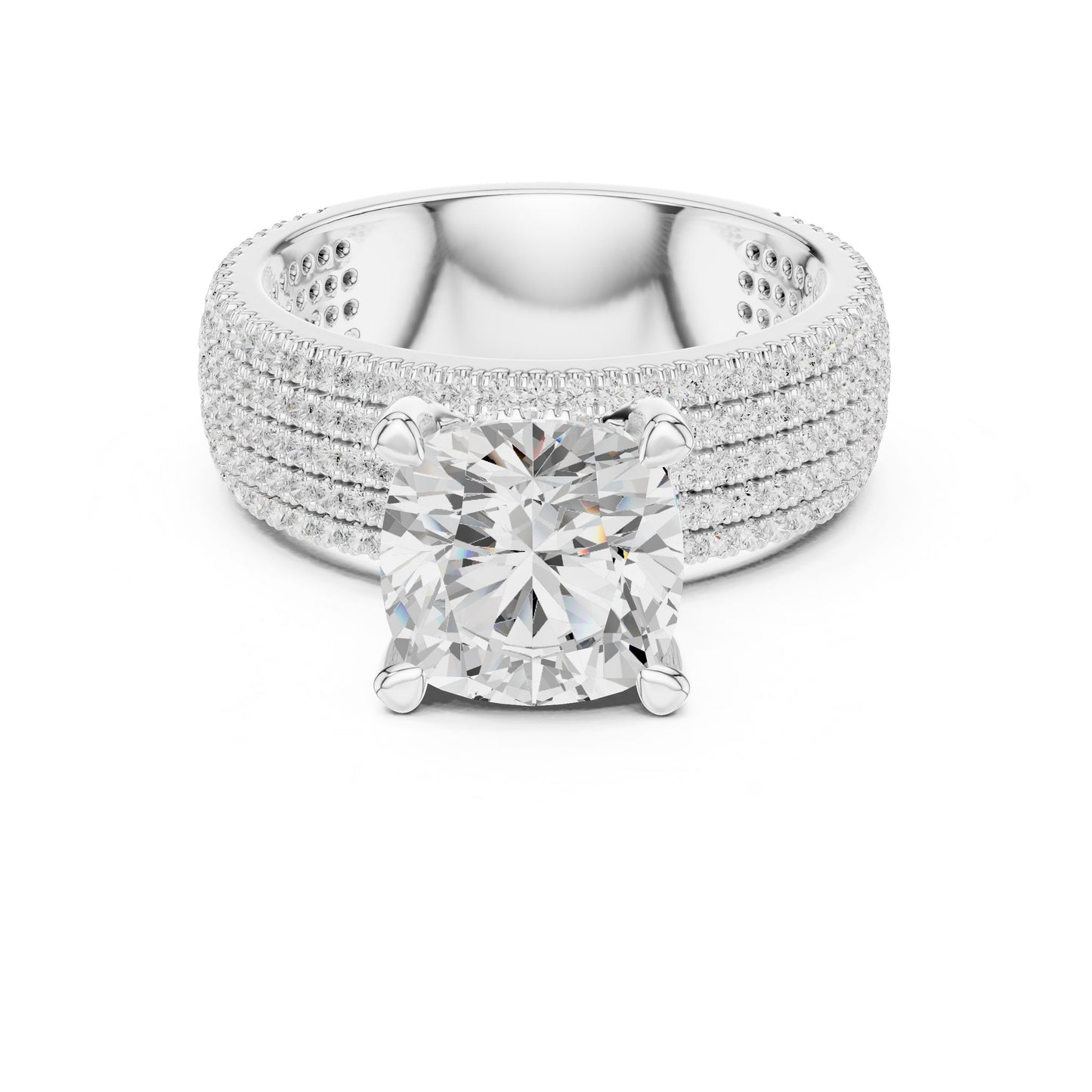 Round Lab Grown Diamond Pave Engagement Ring