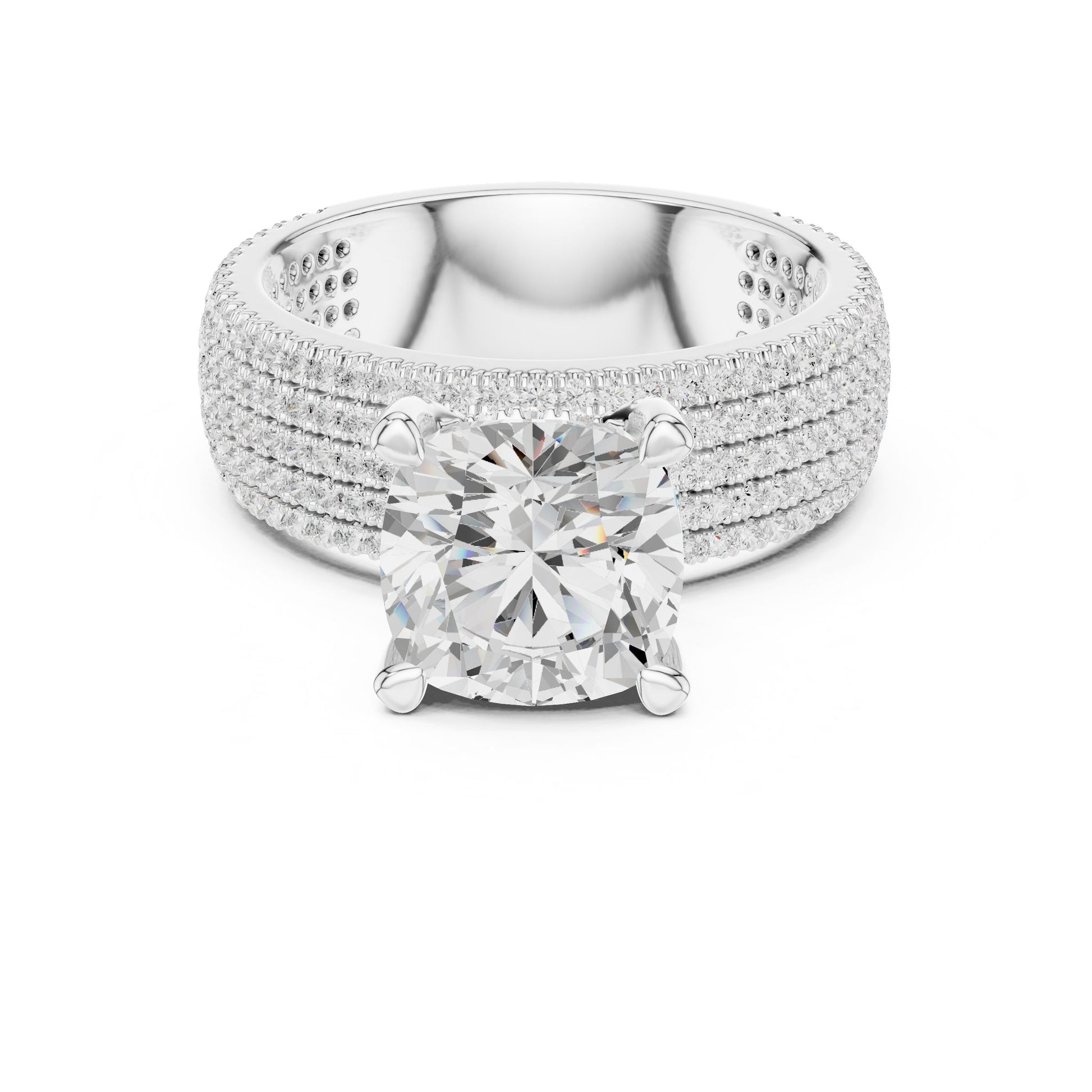 Round Lab Grown Diamond Pave Engagement Ring