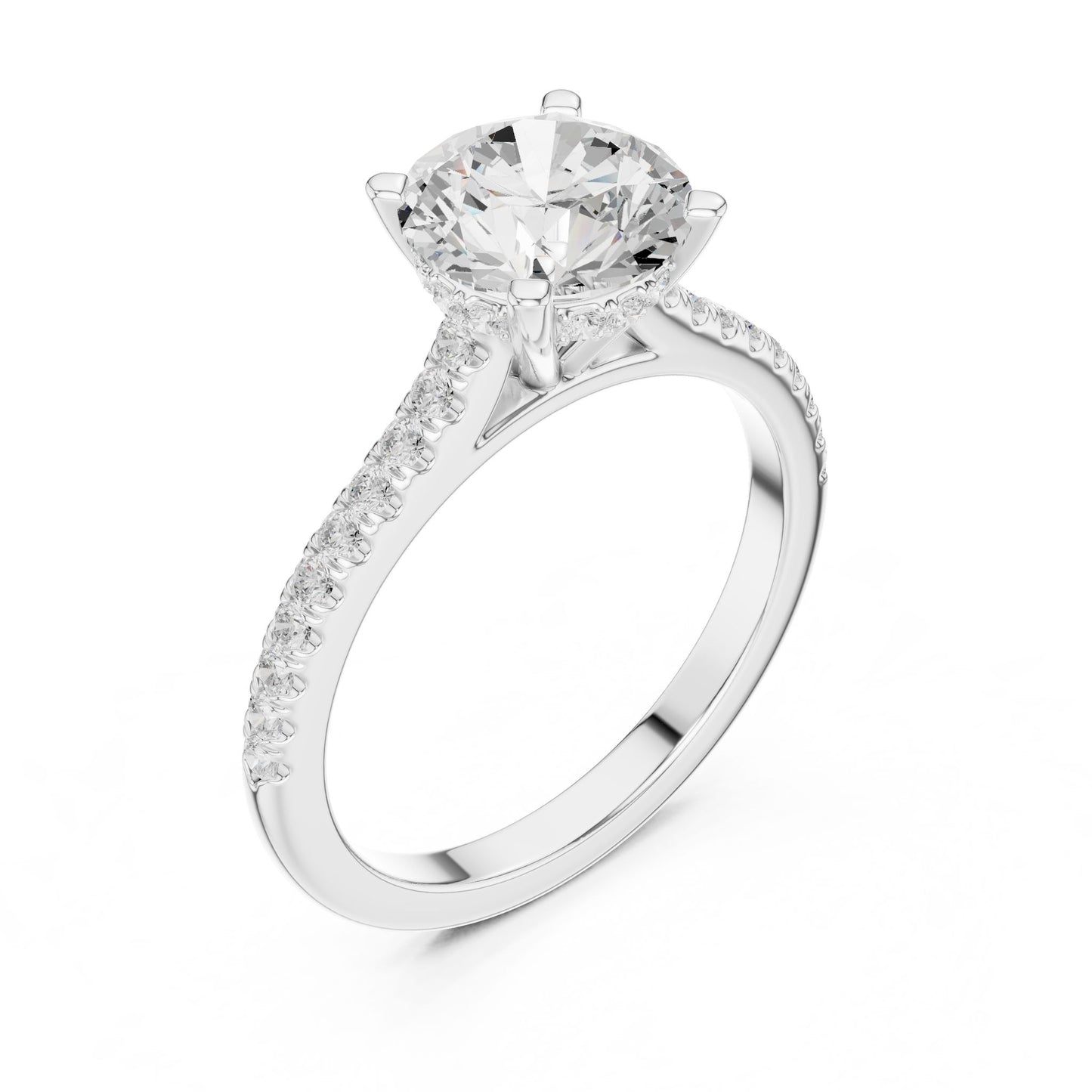 Round Lab Grown Diamond Pave Engagement Ring