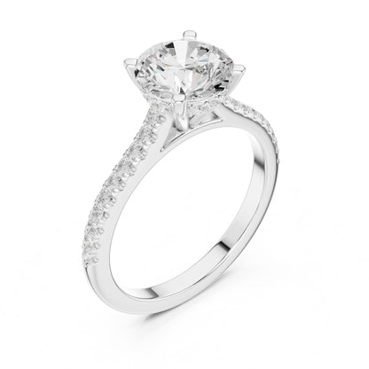 Round Lab Grown Diamond Pave Engagement Ring