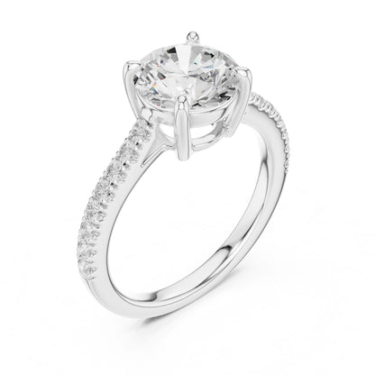 Round Lab Grown Diamond Pave Engagement Ring