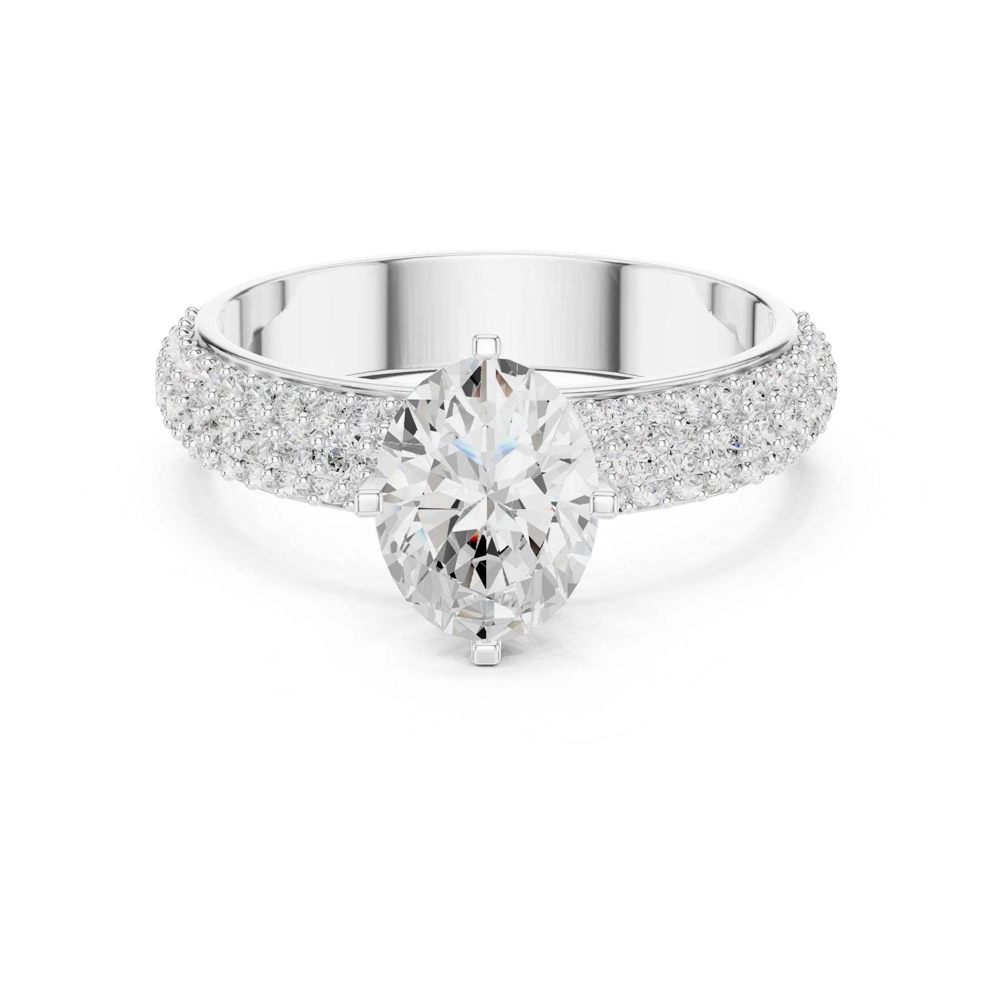 Round Lab Grown Diamond Pave Engagement Ring
