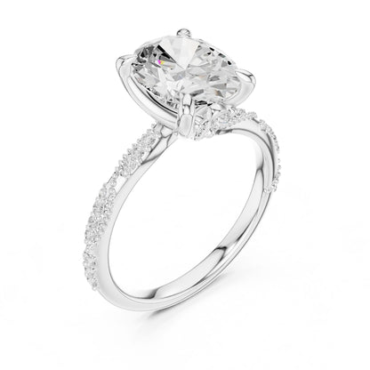 Round Lab Grown Diamond Pave Engagement Ring