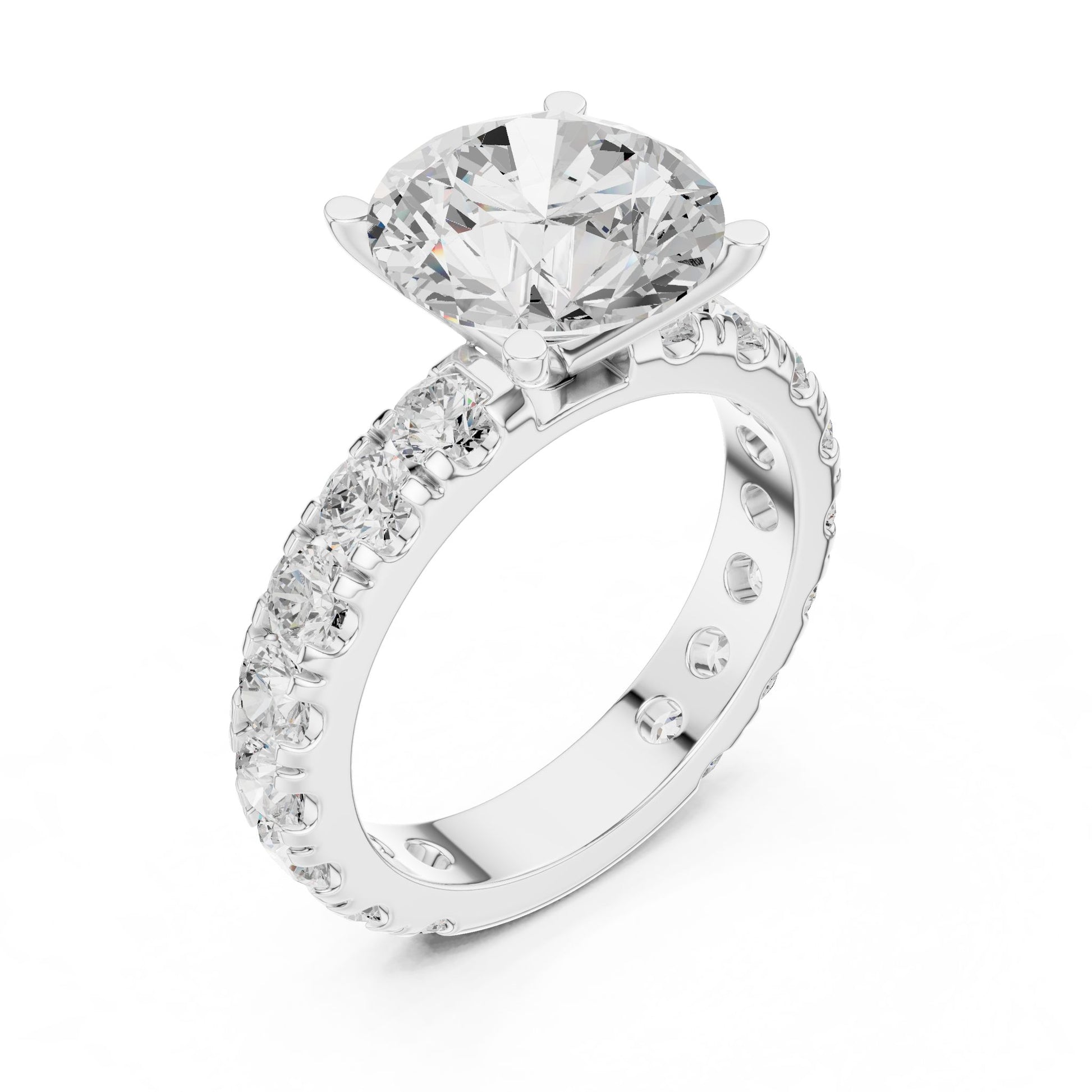 Round Lab Grown Diamond Pave Engagement Ring