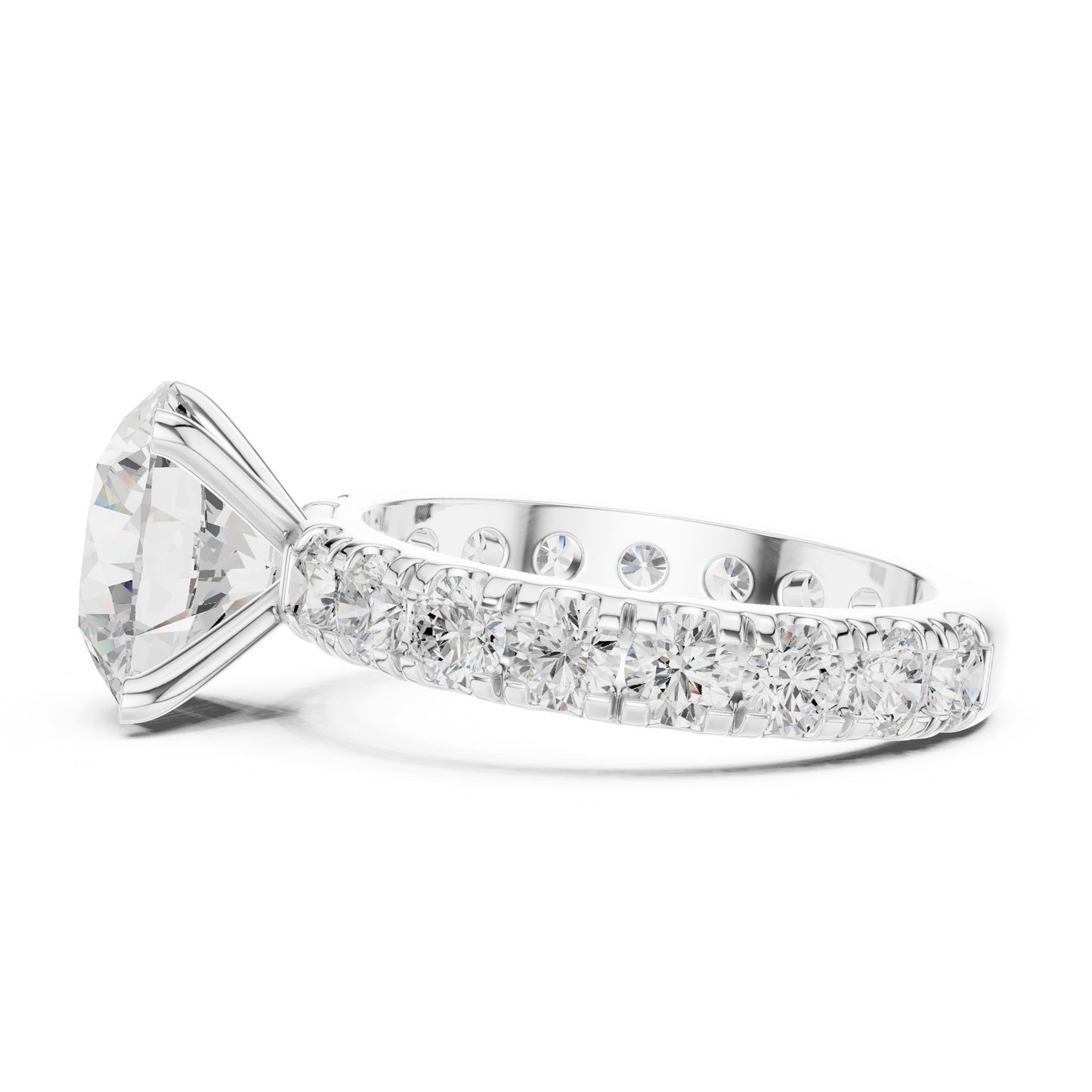 Round Lab Grown Diamond Pave Engagement Ring