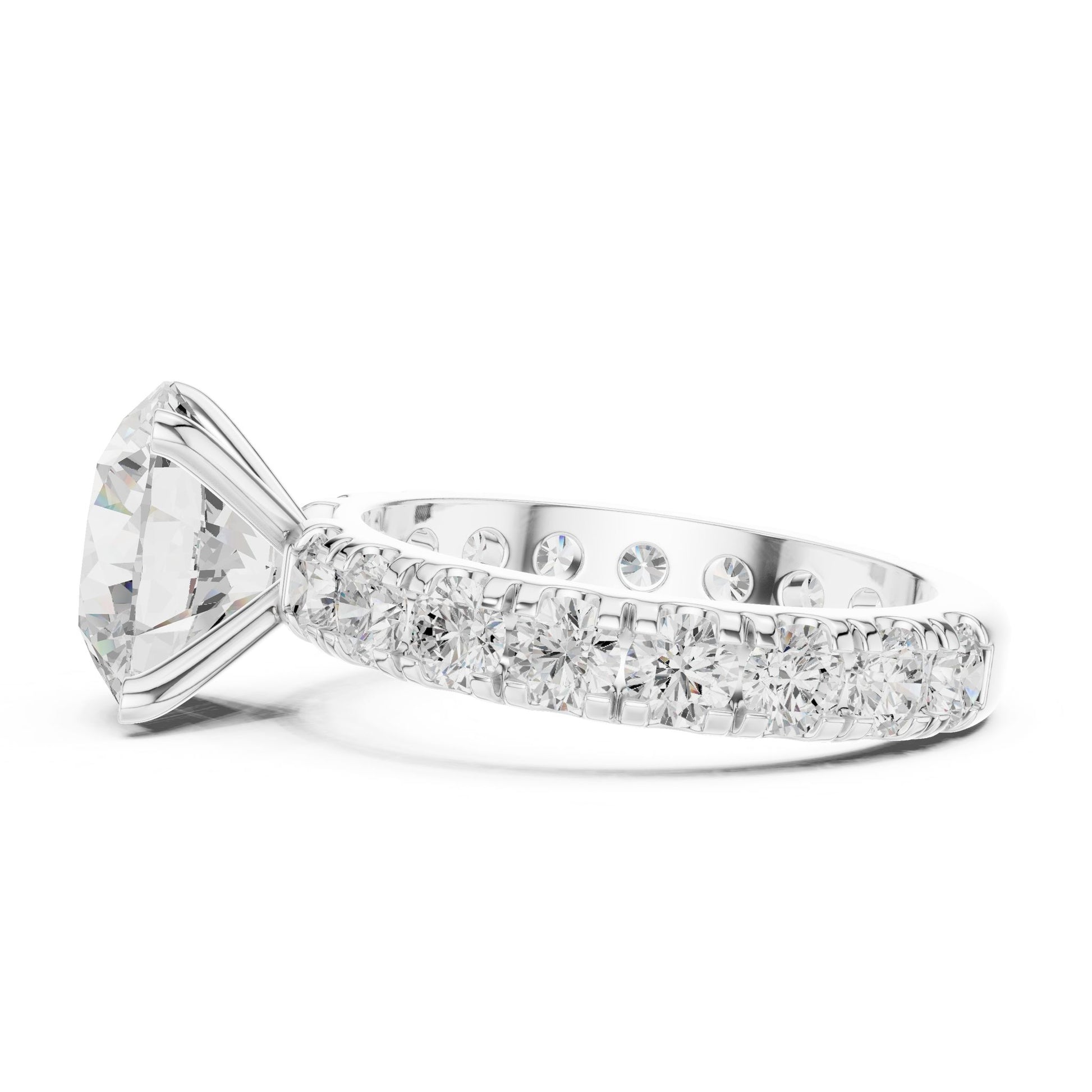 Round Lab Grown Diamond Pave Engagement Ring
