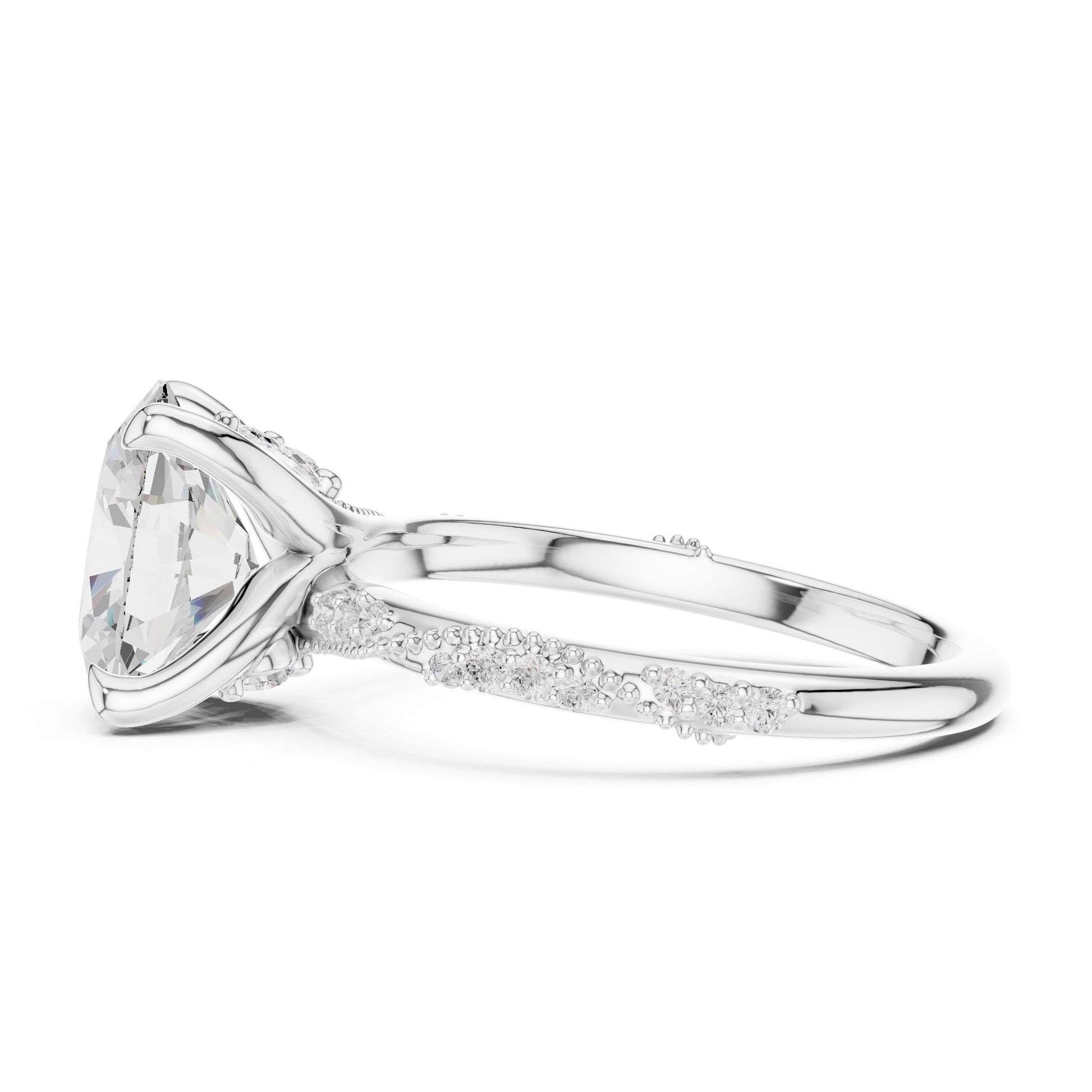 Round Lab Grown Diamond Pave Engagement Ring