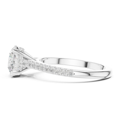 Round Lab Grown Diamond Pave Engagement Ring