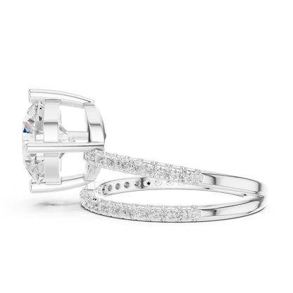 Round Lab Grown Diamond Pave Engagement Ring