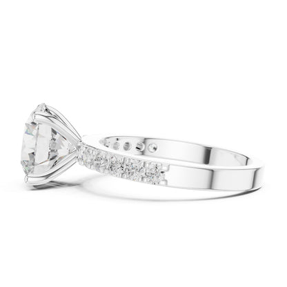 Round Lab Grown Diamond Pave Engagement Ring