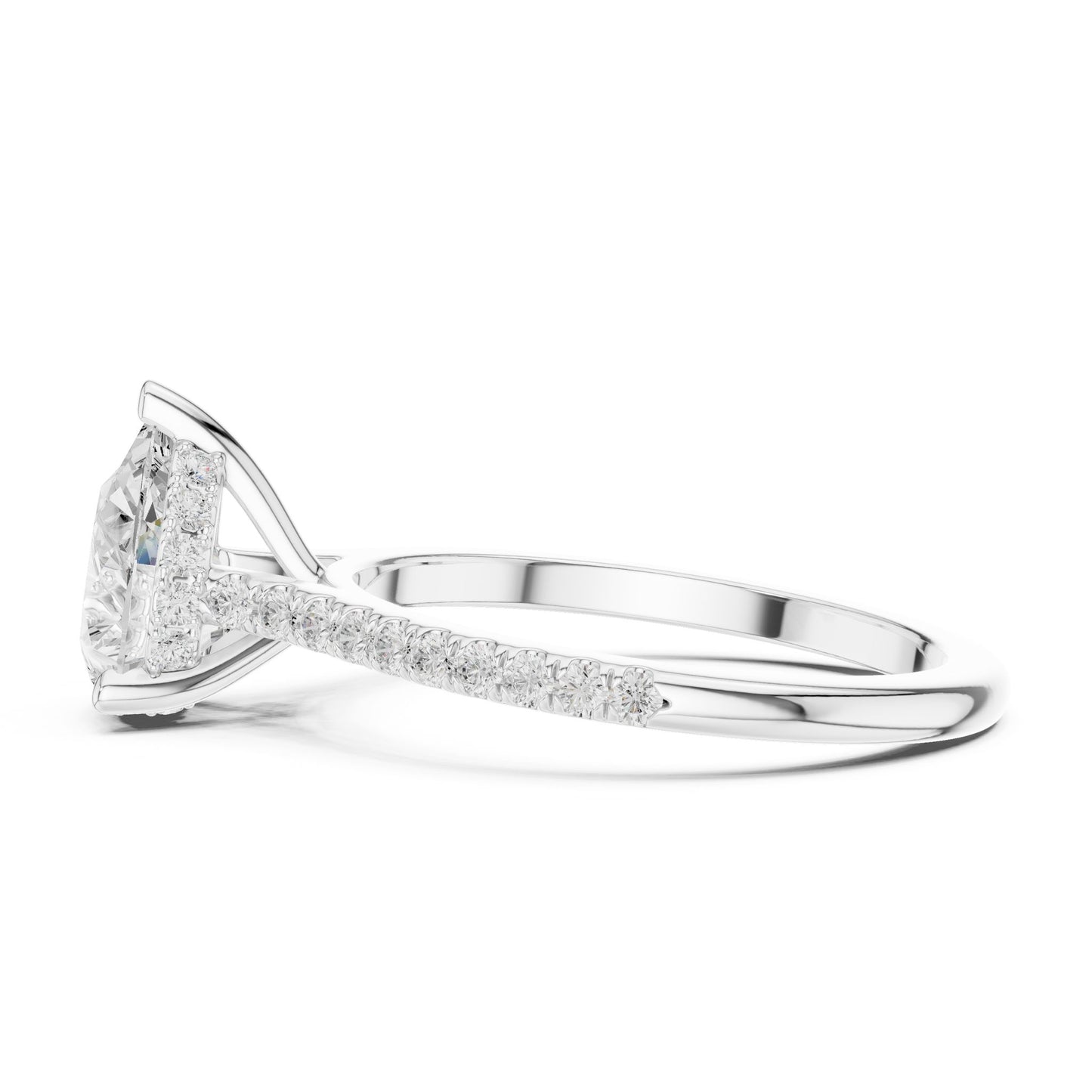 Round Lab Grown Diamond Pave Engagement Ring