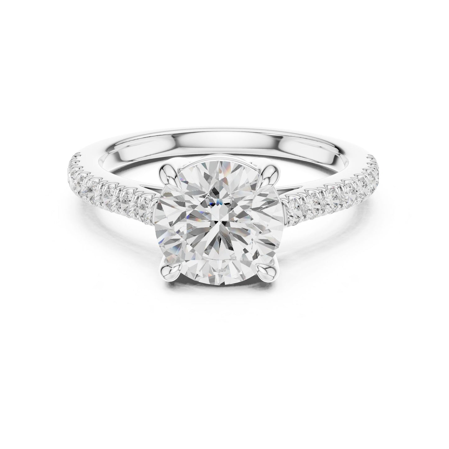 Round Lab Grown Diamond Pave Engagement Ring