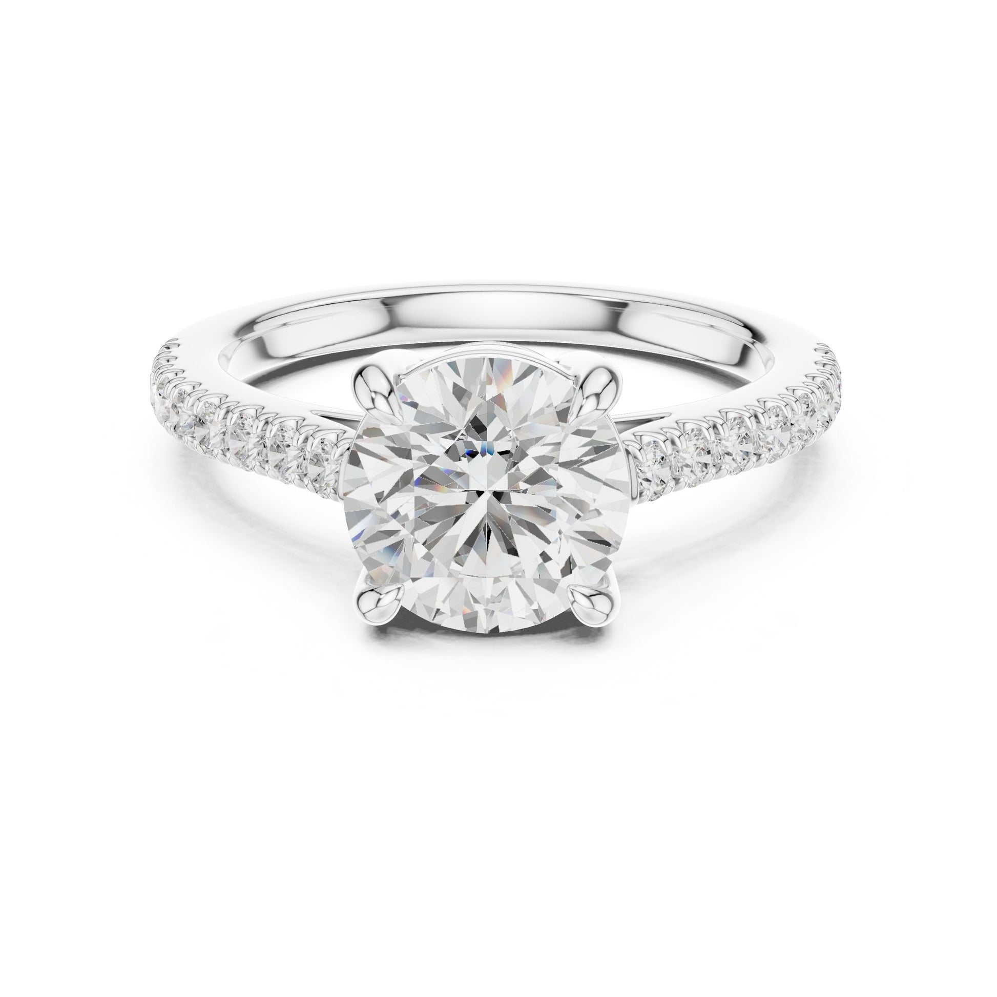 Round Lab Grown Diamond Pave Engagement Ring