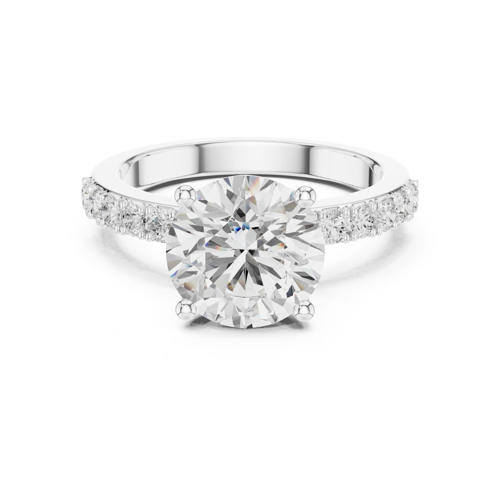 Round Lab Grown Diamond Pave Engagement Ring