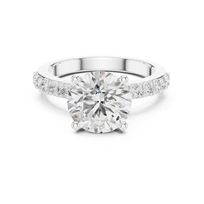 Round Lab Grown Diamond Pave Engagement Ring