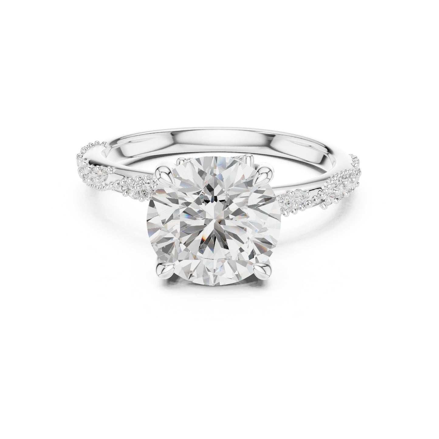 Round Lab Grown Diamond Pave Engagement Ring