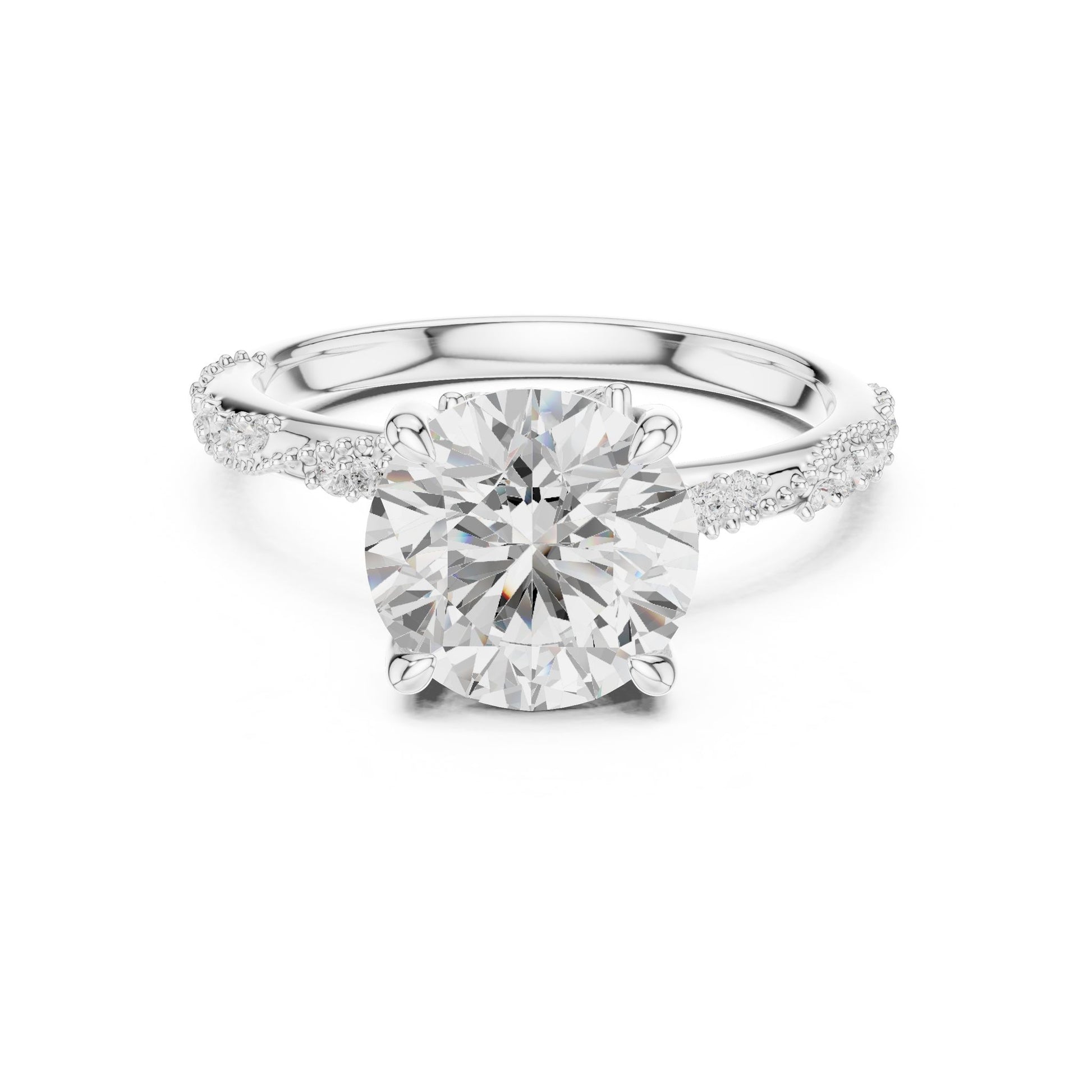 Round Lab Grown Diamond Pave Engagement Ring