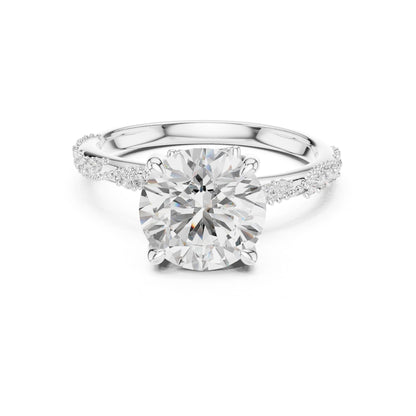 Round Lab Grown Diamond Pave Engagement Ring