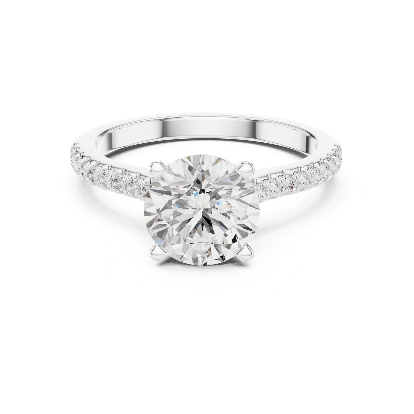 Round Lab Grown Diamond Pave Engagement Ring