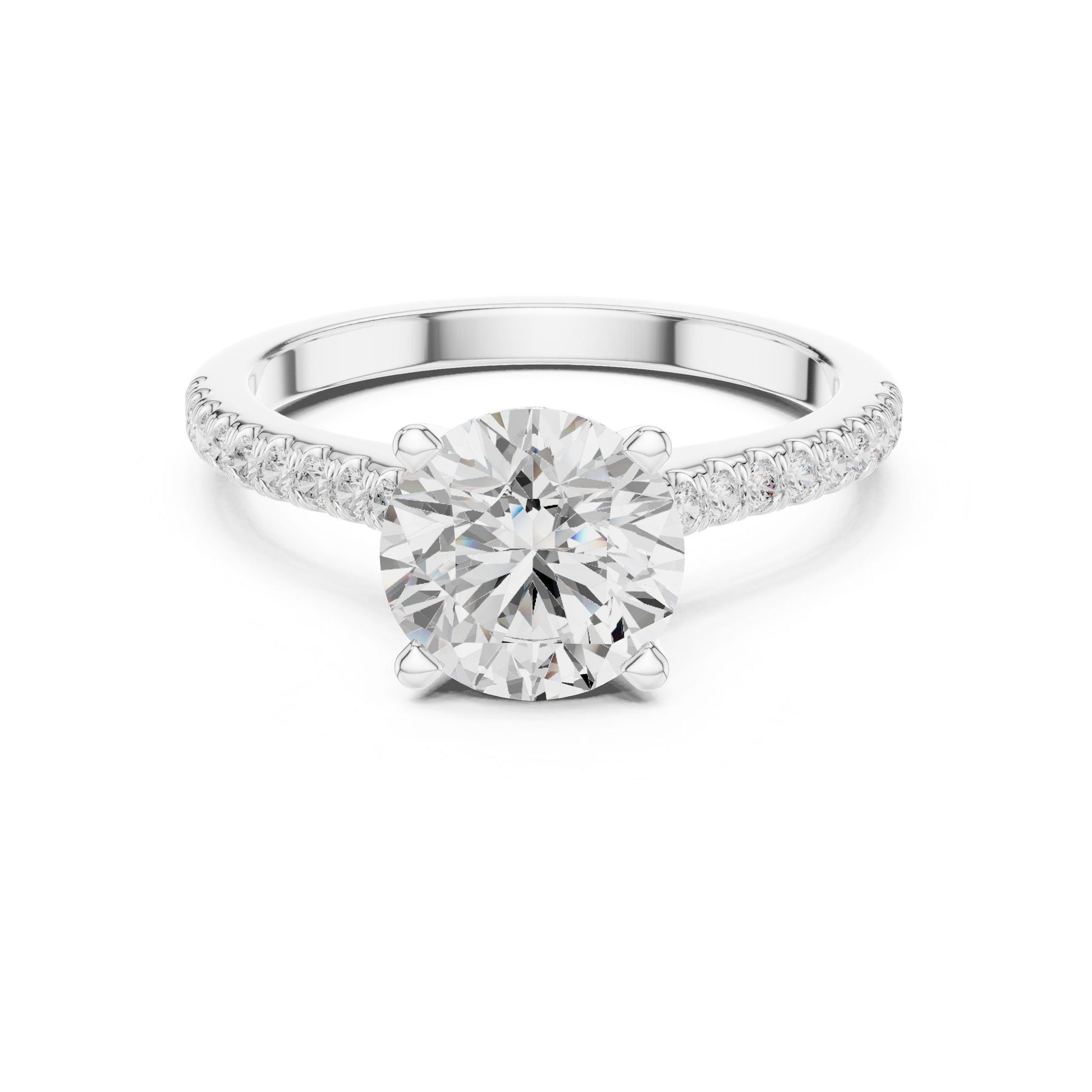 Round Lab Grown Diamond Pave Engagement Ring