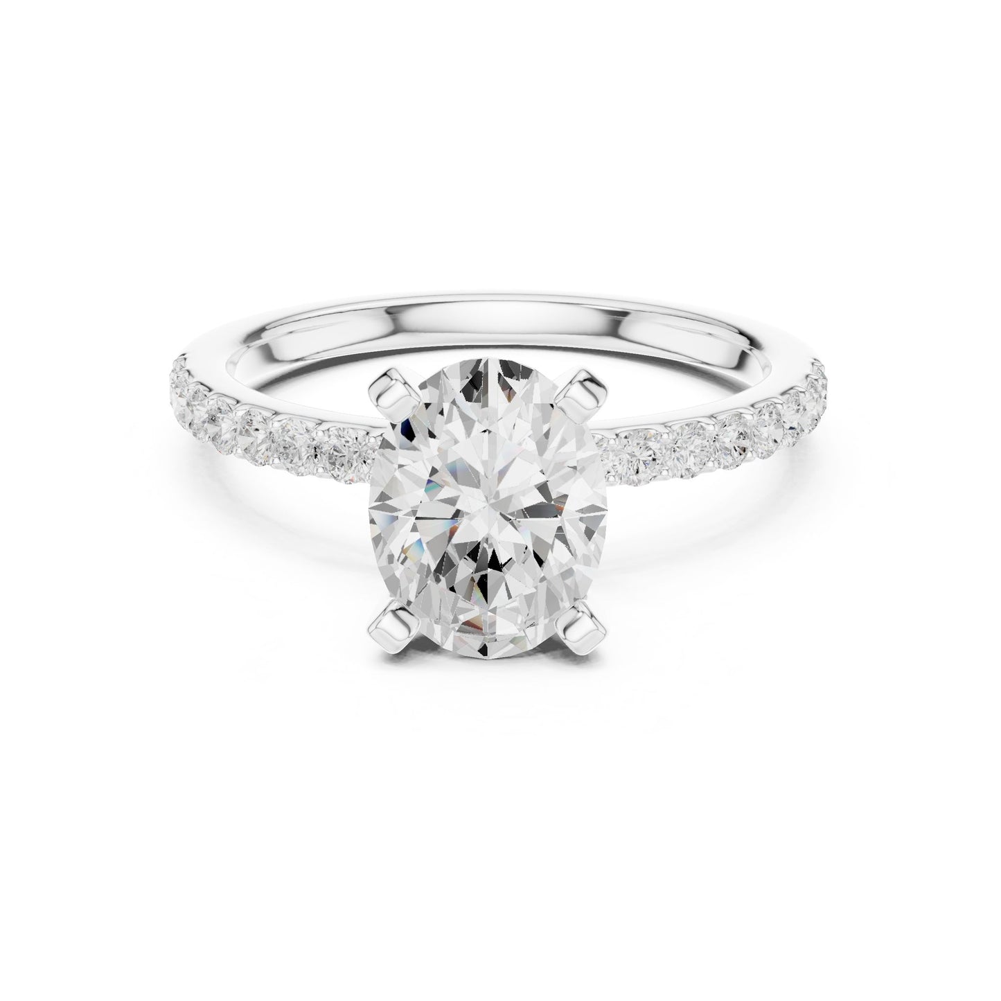 Round Lab Grown Diamond Pave Engagement Ring