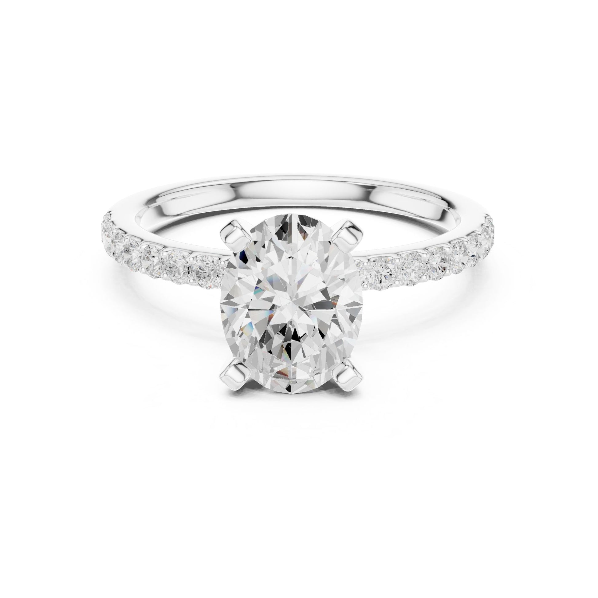 Round Lab Grown Diamond Pave Engagement Ring
