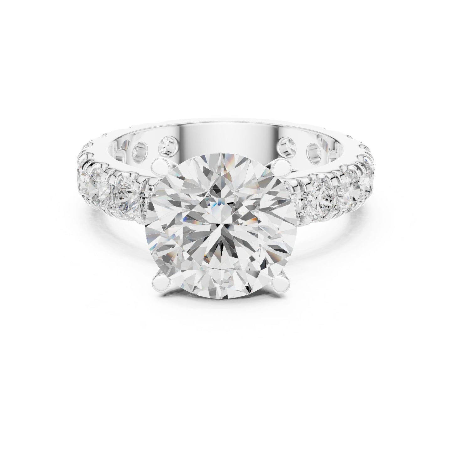 Round Lab Grown Diamond Pave Engagement Ring