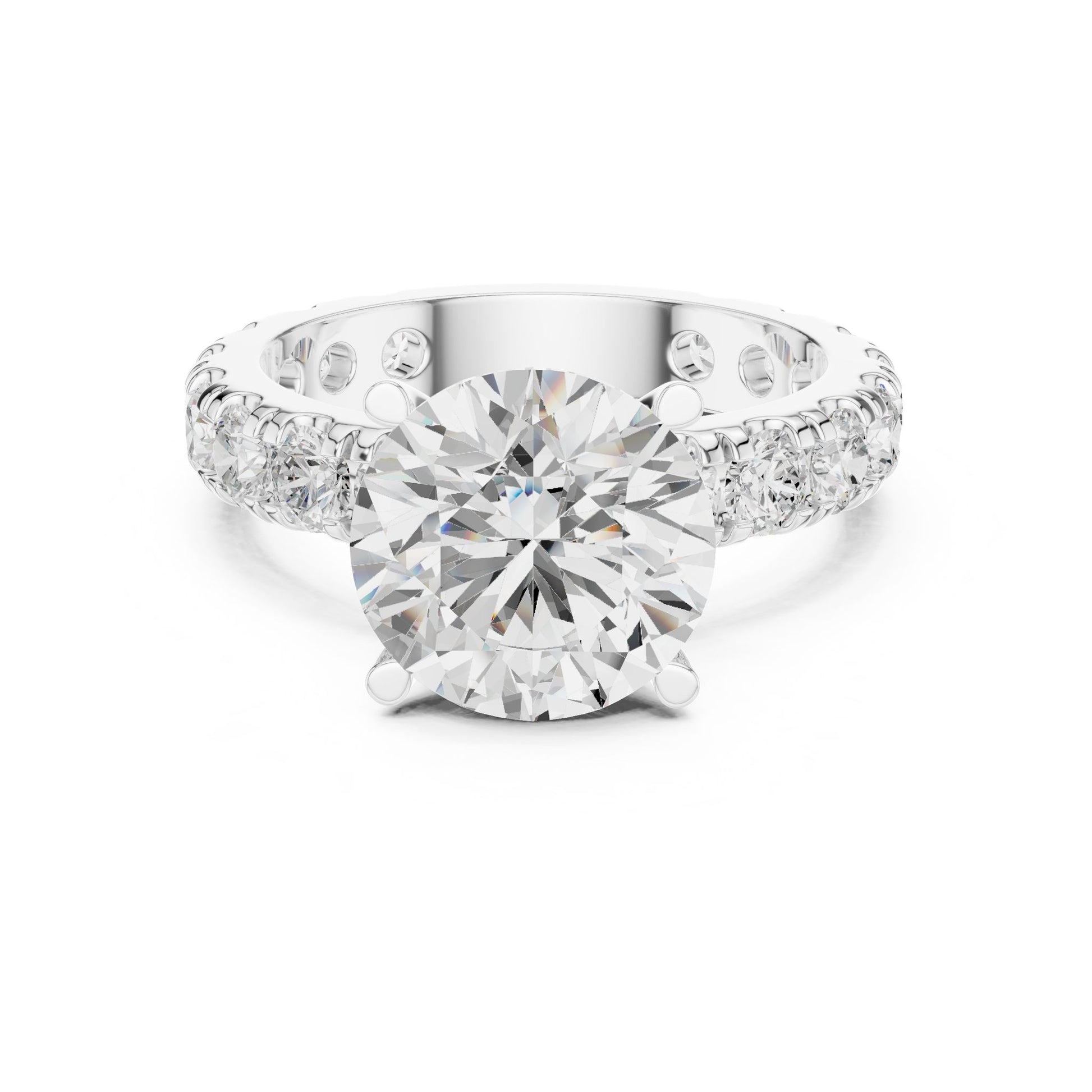 Round Lab Grown Diamond Pave Engagement Ring