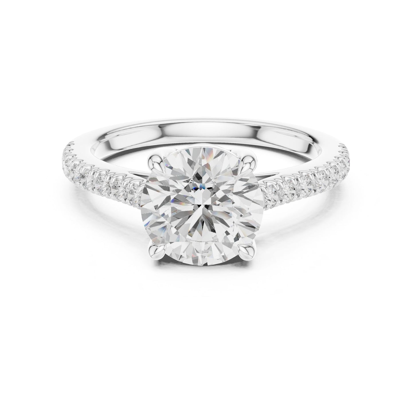 Round Lab Grown Diamond Pave Engagement Ring