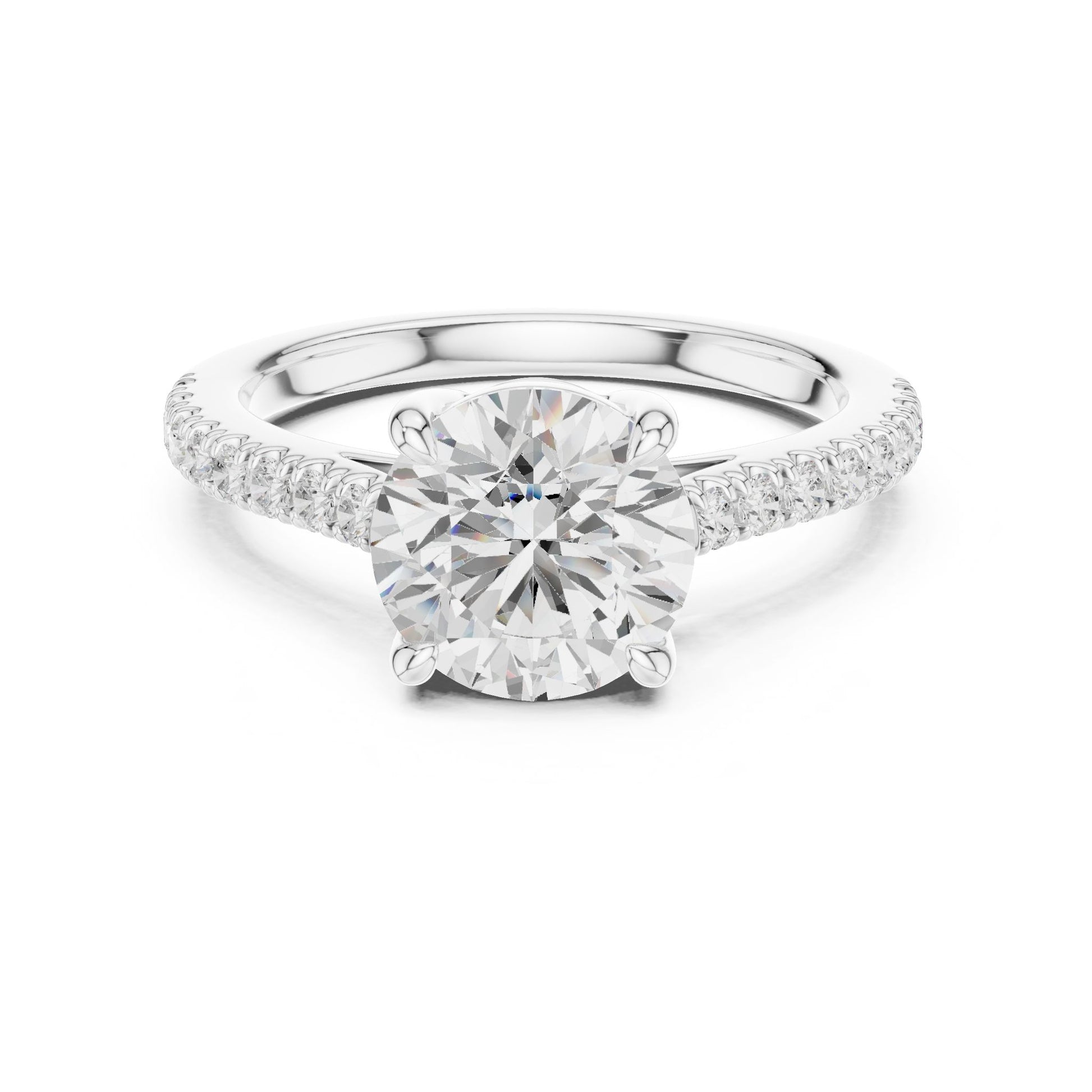 Round Lab Grown Diamond Pave Engagement Ring