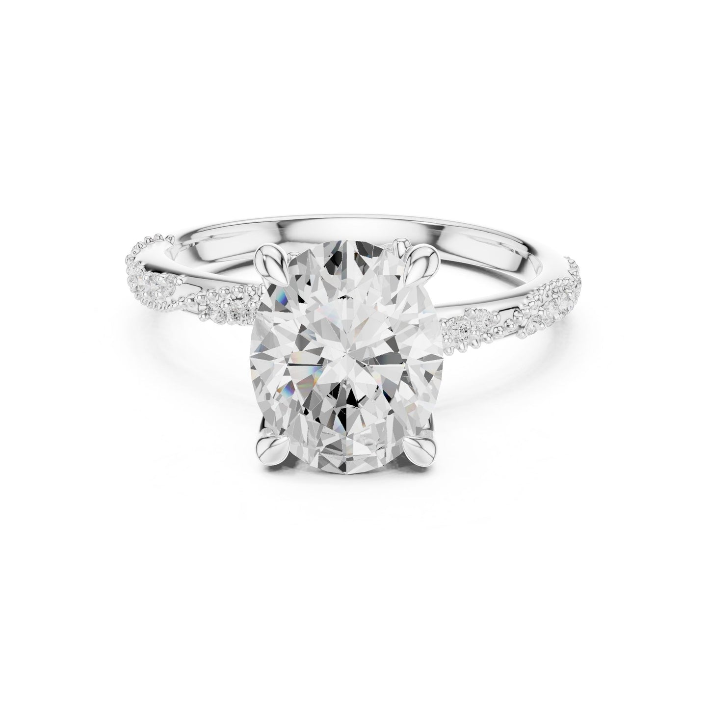 Round Lab Grown Diamond Pave Engagement Ring