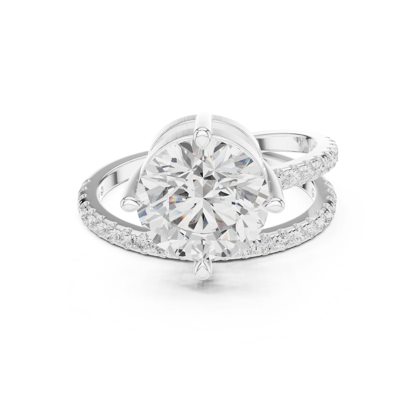 Round Lab Grown Diamond Pave Engagement Ring