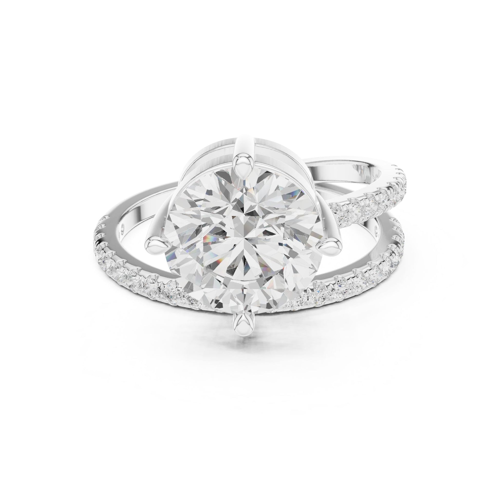 Round Lab Grown Diamond Pave Engagement Ring