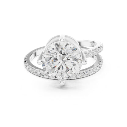 Round Lab Grown Diamond Pave Engagement Ring