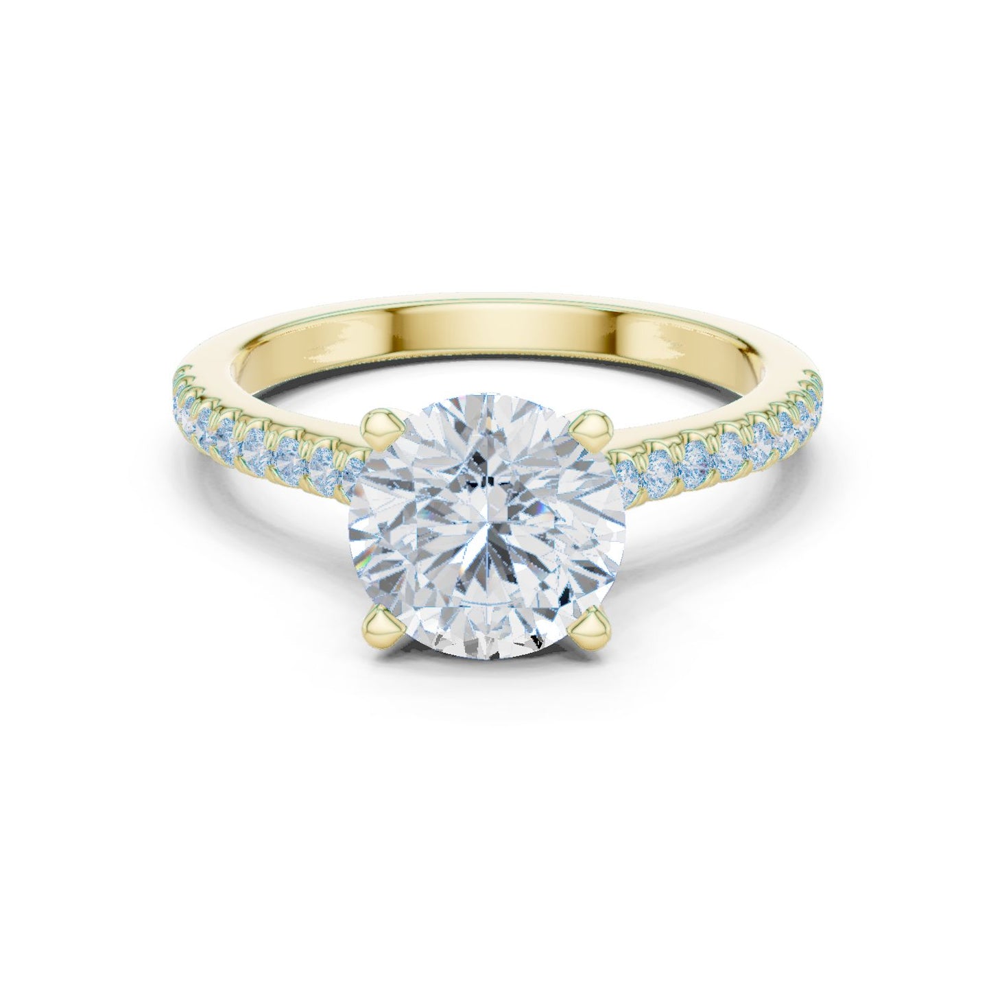 Round Lab Grown Diamond Pave Engagement Ring